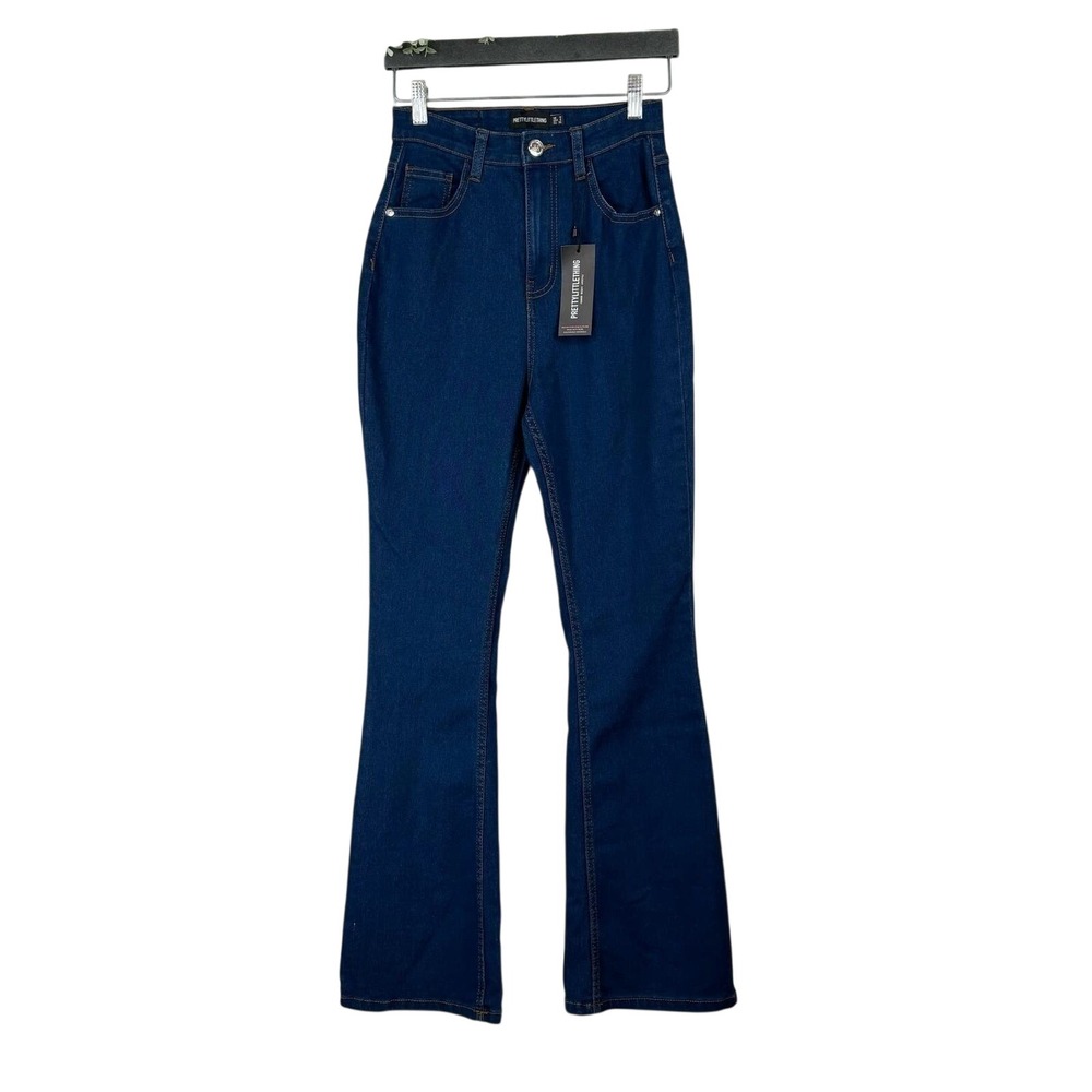 PrettyLittleThing Flared Jeans Size 4 Stretch High Rise Casual Streetwear y2k